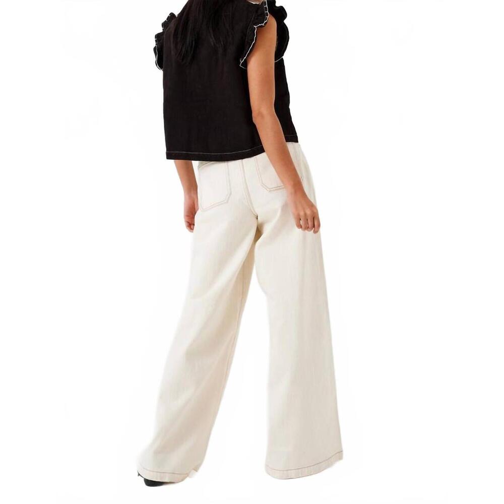 NEW SEVENTY + MOCHI bay wide leg jeans in ecru - Picture 3 of 5